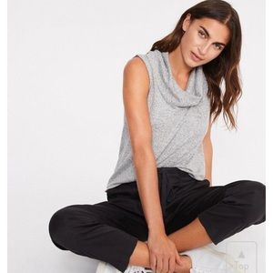LOU & GREY FOR LOFT SLEEVELESS COWL TOP GREY MARL